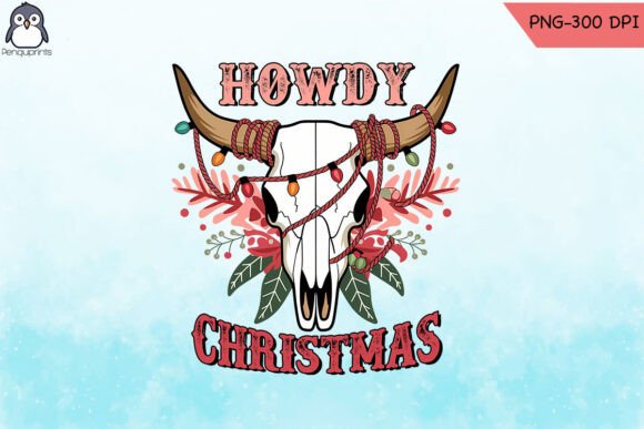 Retro Western Howdy Christmas PNG