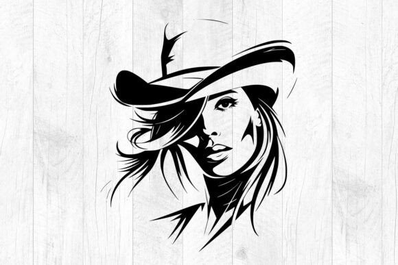 Vector WOMAN with Cowboy Hat , Cowgirl